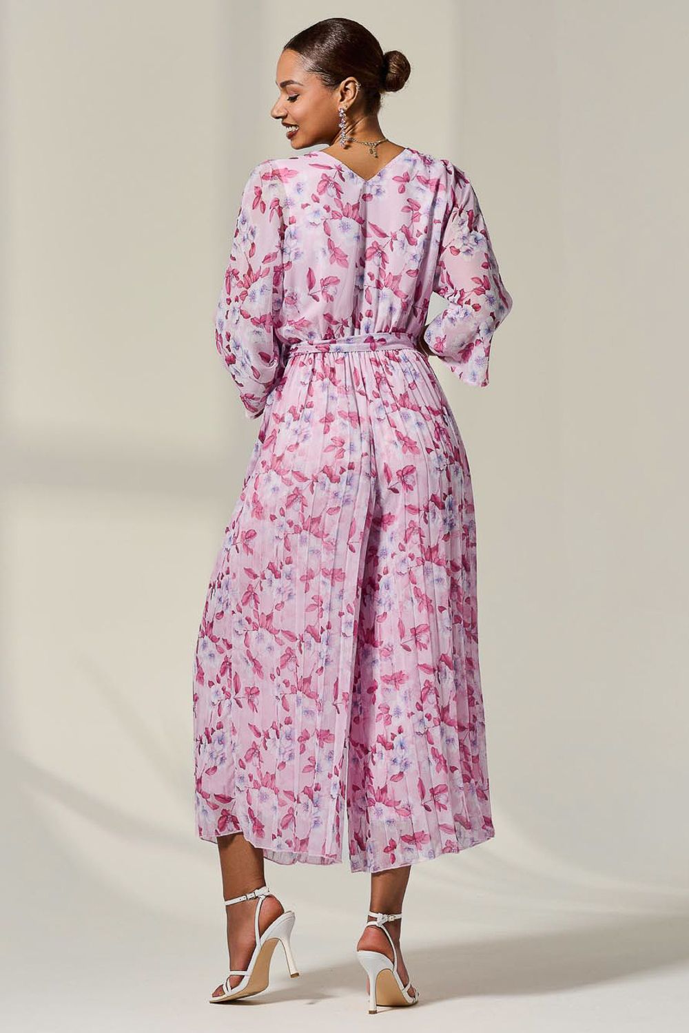 Jolie Moi Flared Printed Chiffon Jumpsuit