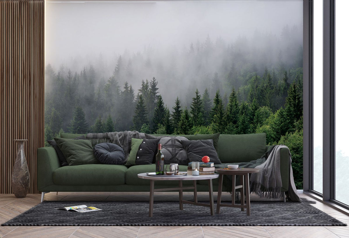 Sanders & Sanders fotobehang berglandschap met bomen groen - 270 x 375 cm - 601166