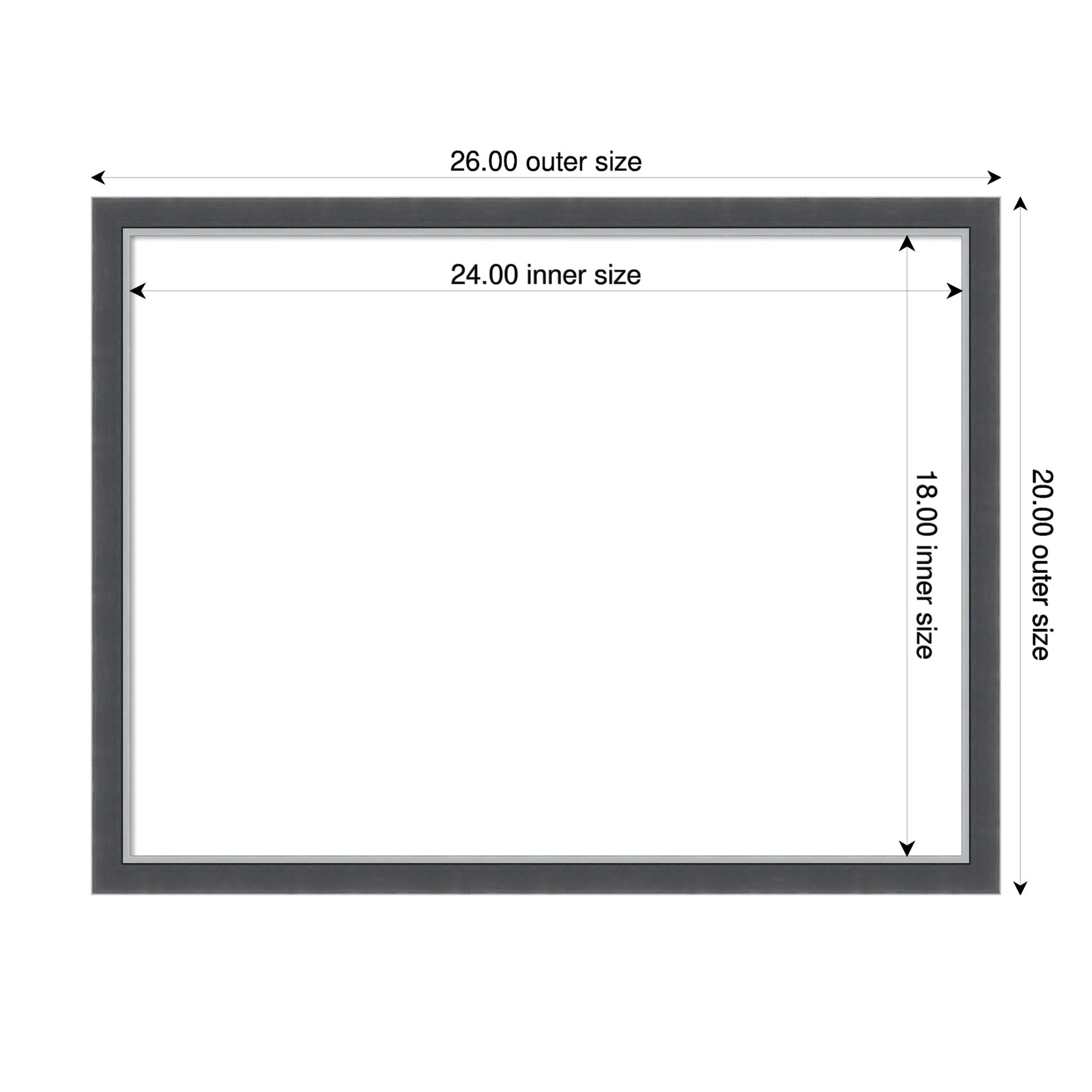 Amanti Art Eva Black Silver Thin Framed Dry Erase Magnetic Board