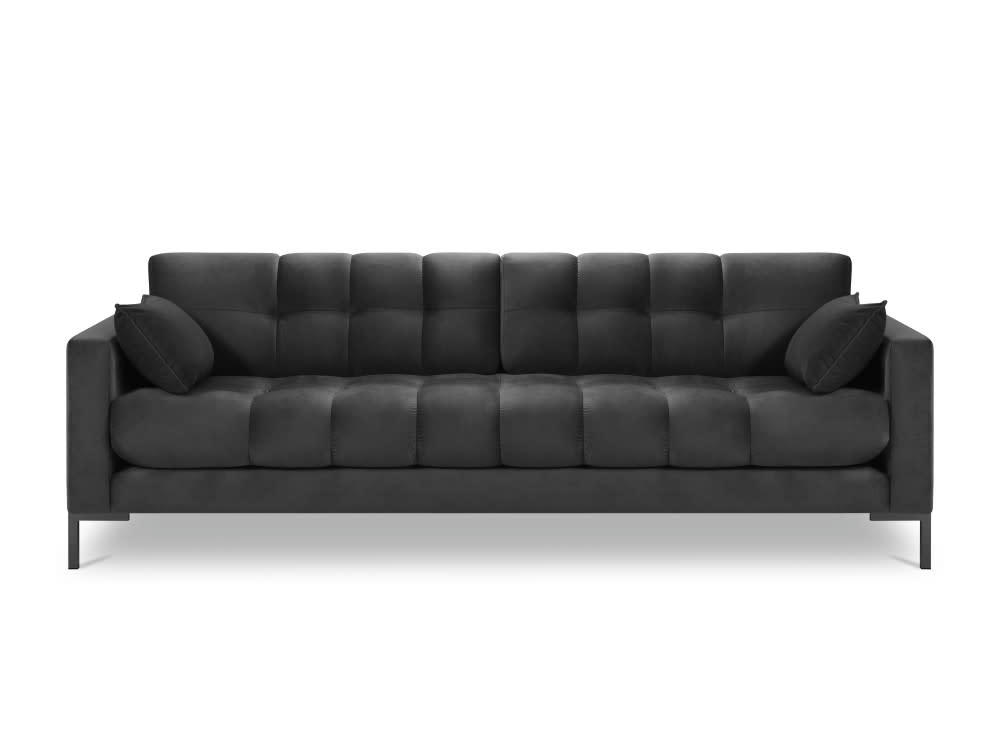 MAMAIA - Canapé 4 places en tissu velours gris foncé