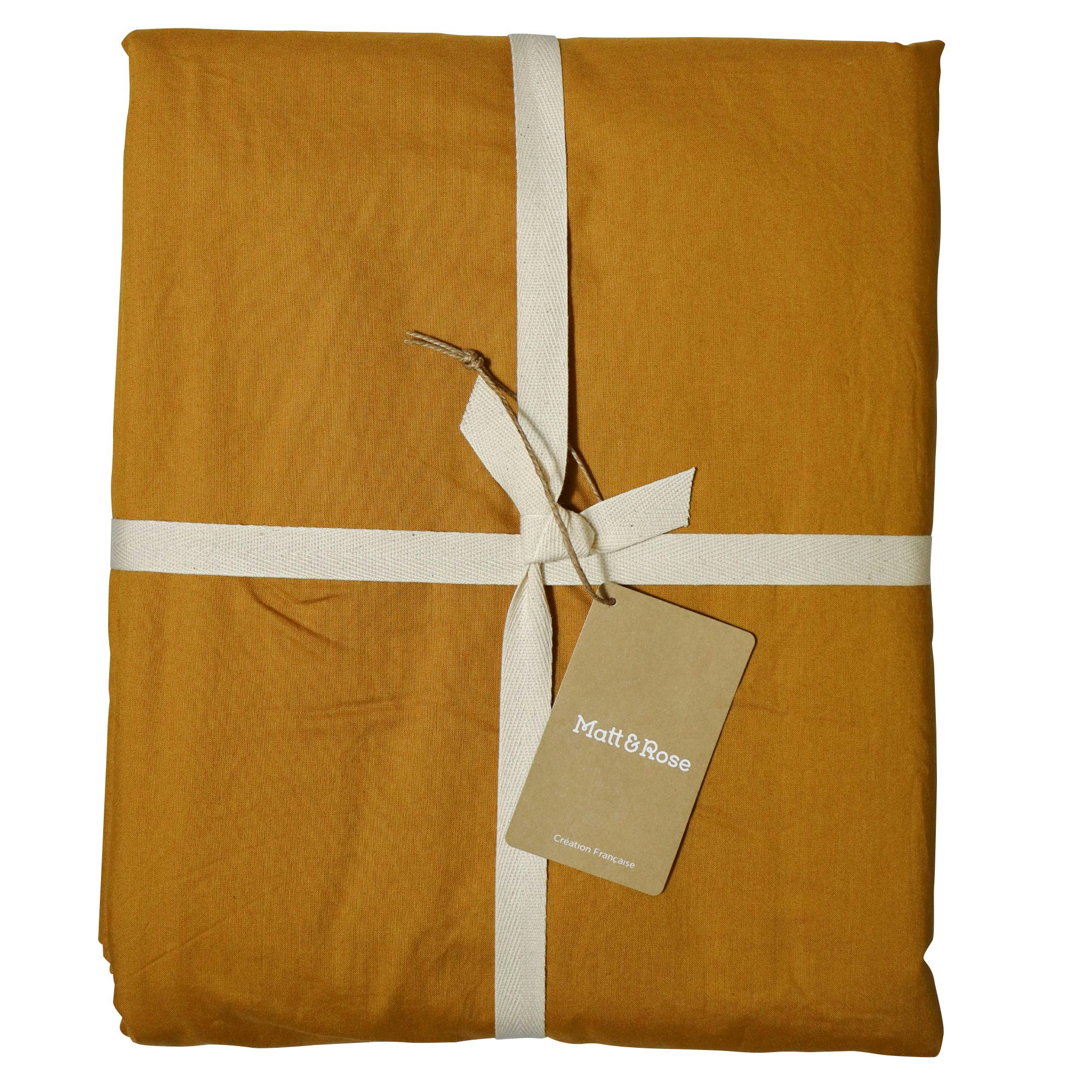 COTON LAVÉ - Housse de couette unie en coton lavé Caramel 240x220cm