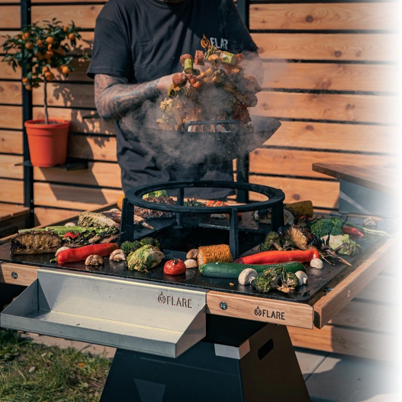 Koch- und Grillplatte, »FLARE 80 original«, quadratisch, LxBxH: 80x80x100 cm, schwarz