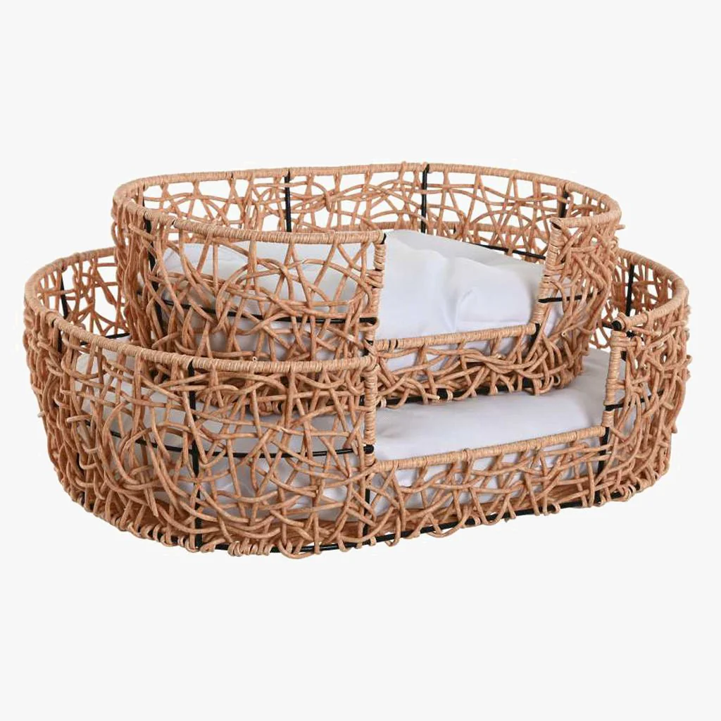 Conjunto de Duas Camas de Animal Rattan Oval 50x35x14 PAWRENTS