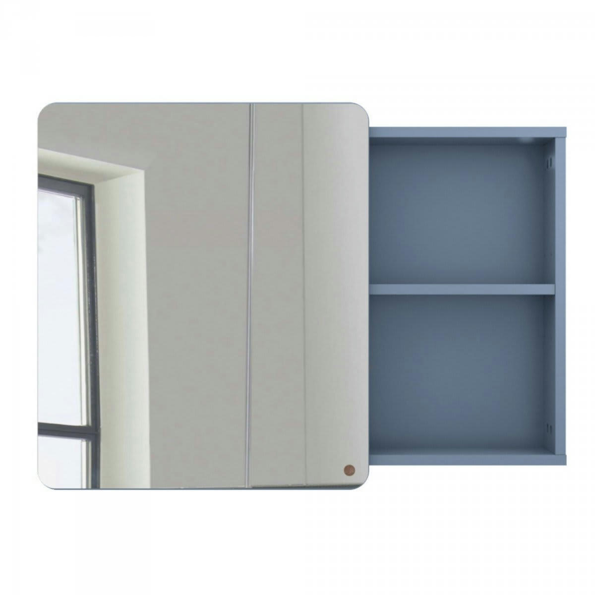 ATOLE - Miroir placard salle de bain 58x80cm en bois bleu