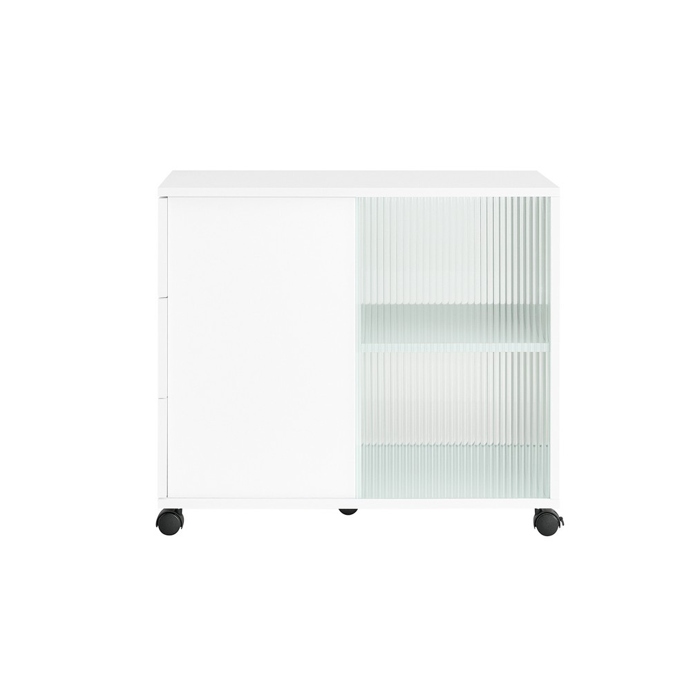SoBuy Stolik kawowy z trzema szufladami Biały 70x35x61cm FBT141-W