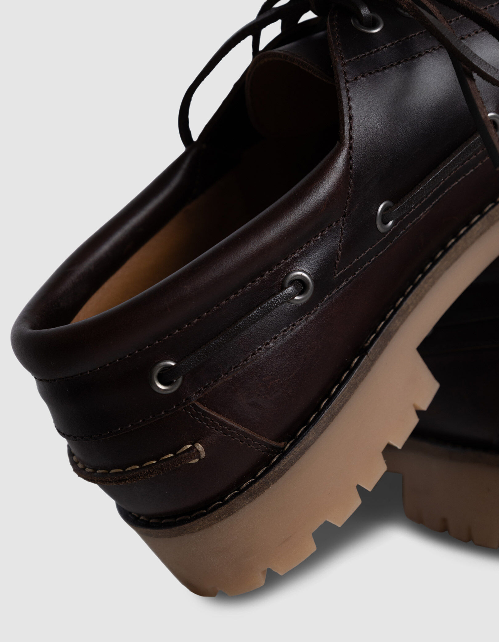 Chaussures bateau marron cuir Homme