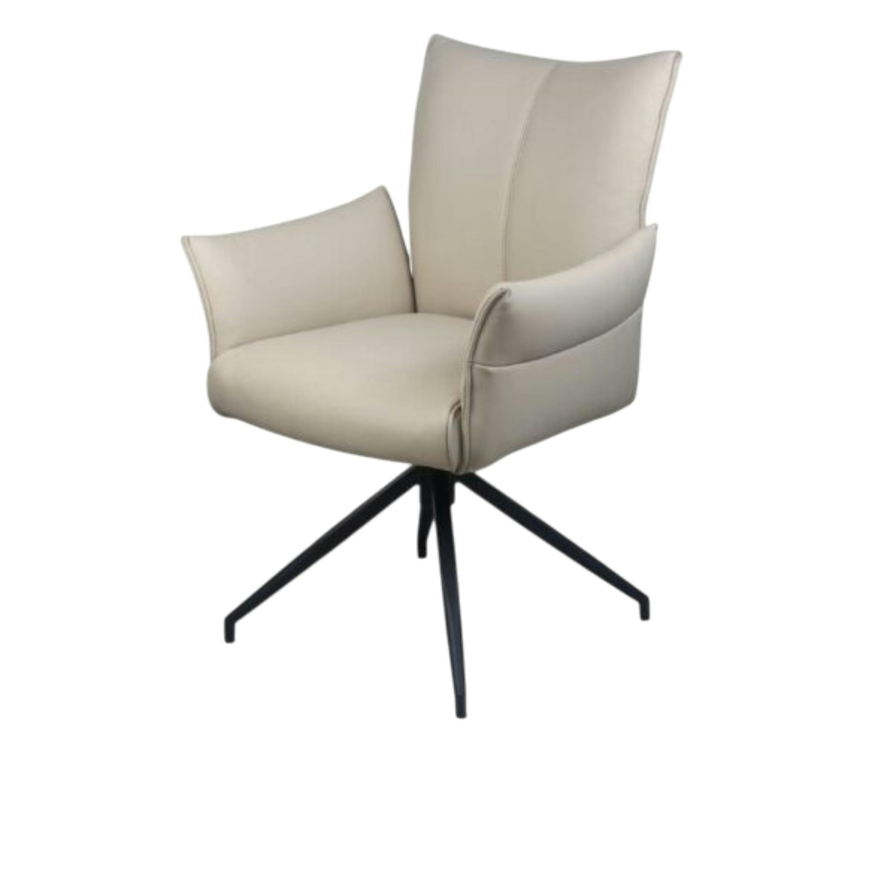Fauteuil de table pivotant cuir ivoire (lot de 2) LOMBARDIE