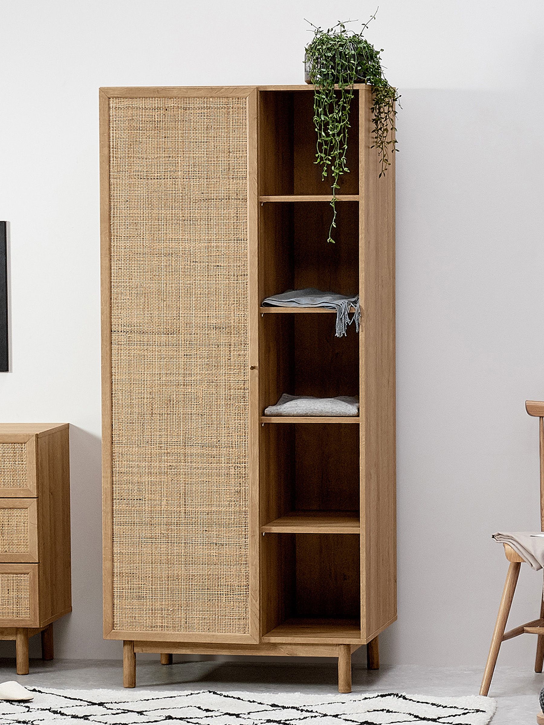 Pavia Rattan Double Wardrobe in Oak Effect