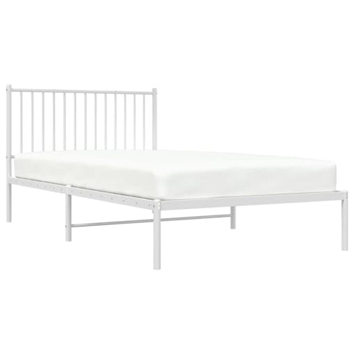 NNEVL Metal Bed Frame with Headboard White 107x203 cm