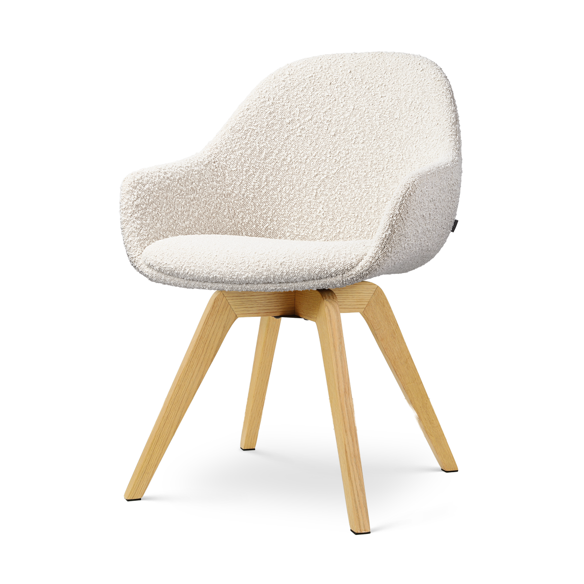 Nolon Noor-Mae draaibare eetkamerstoel bouclé beige - houten onderstel