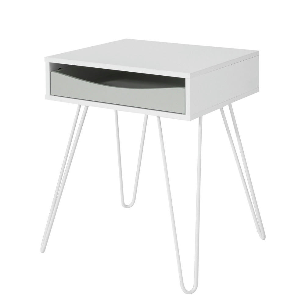 - Table de Chevet effet bois blanc