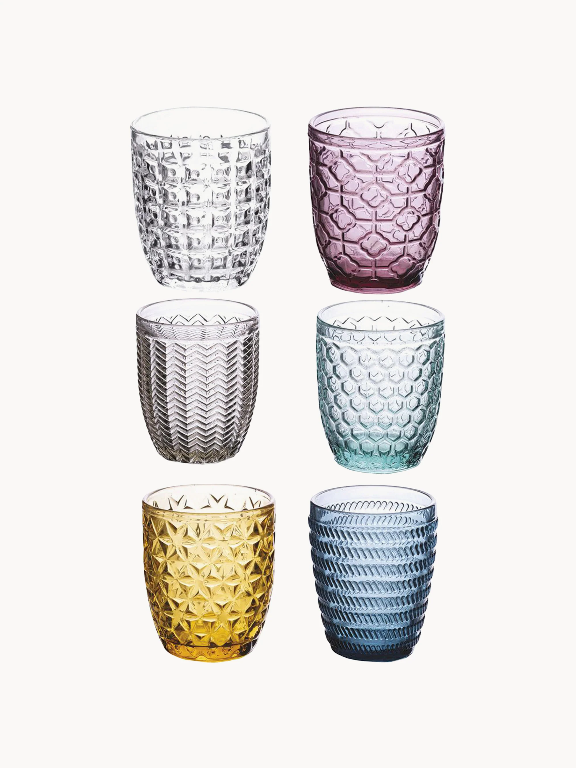 Trinkgläser Geometrie mit Strukturmuster, 6er-Set