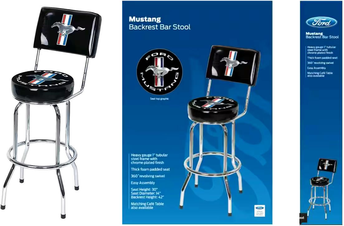 Mustang Swivel Bar Stool with Backrest