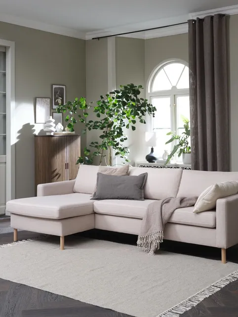 Sofa HELLERUP chaiselong beige stof/natur eg