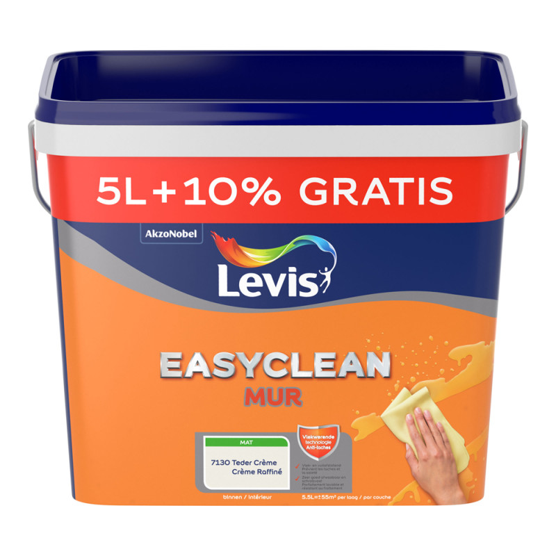 Peinture Easyclean Mur crème raffiné mate 5 L   0,5 L LEVIS