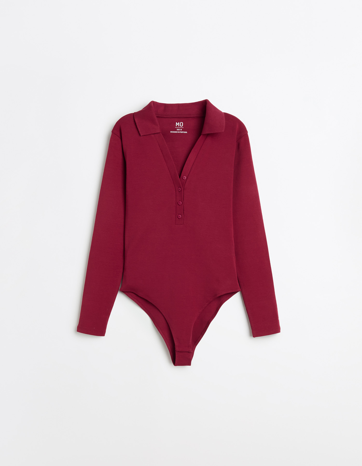 Body de Manga Comprida, Mulher, Vermelho Escuro