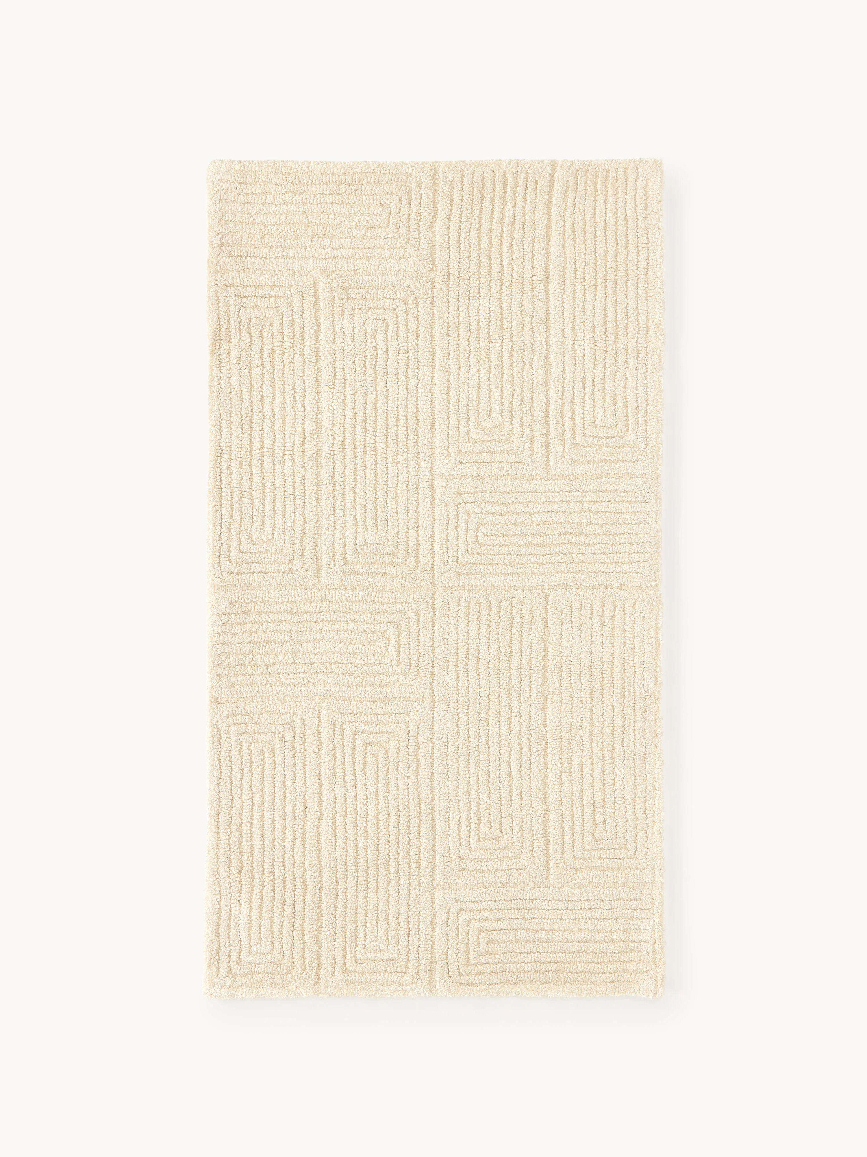 Handgetufteter Hoch-Tief-Wollteppich Alexia mit geometrischem Muster