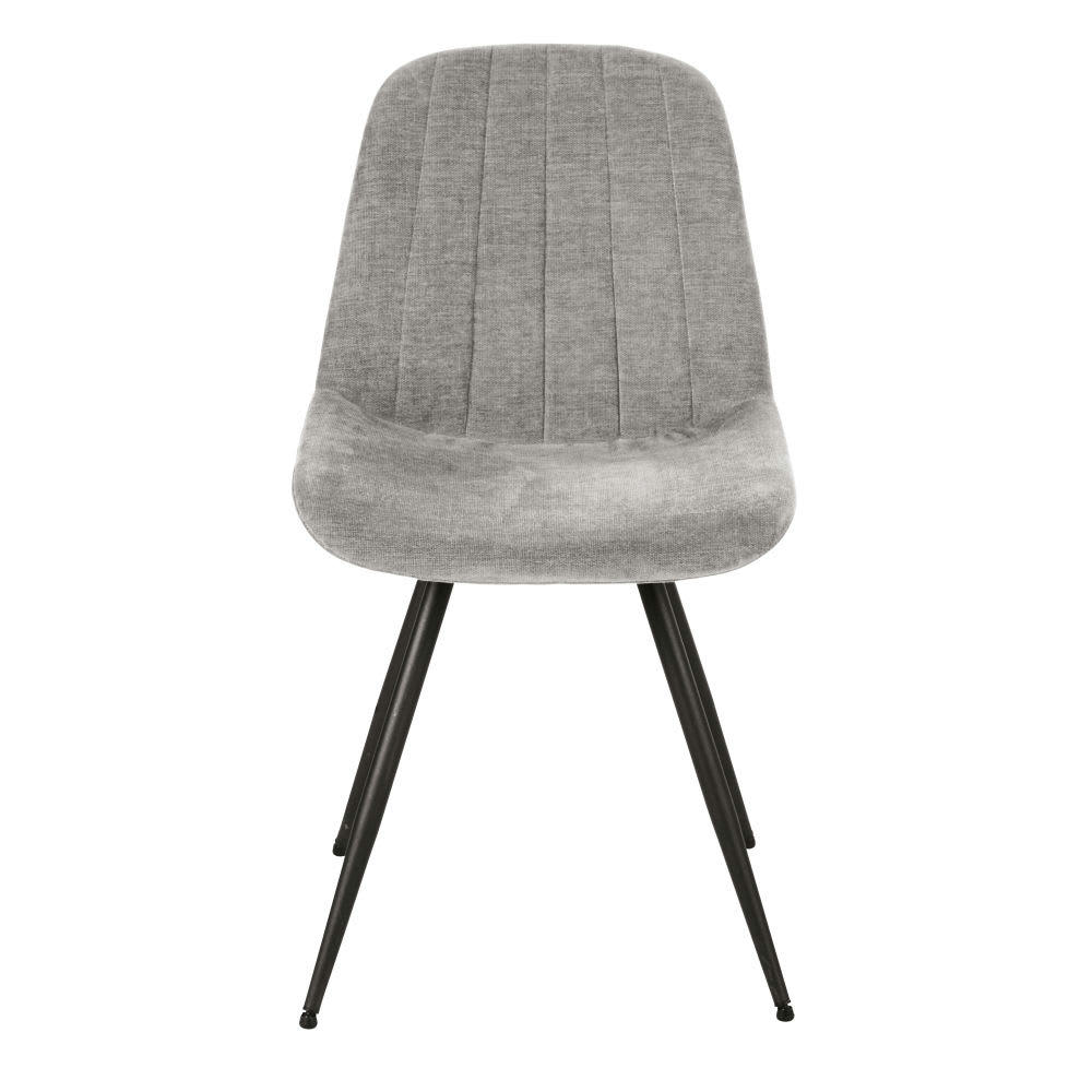 Keira - Chaise en velours gris clair et métal noir
