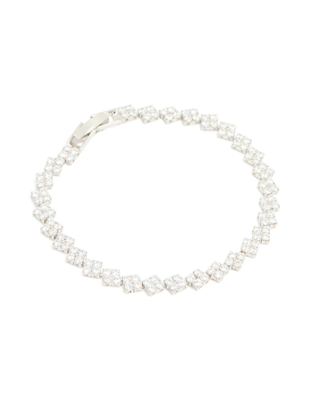 Silver Cubic Zirconia Rectangular Tennis Bracelet