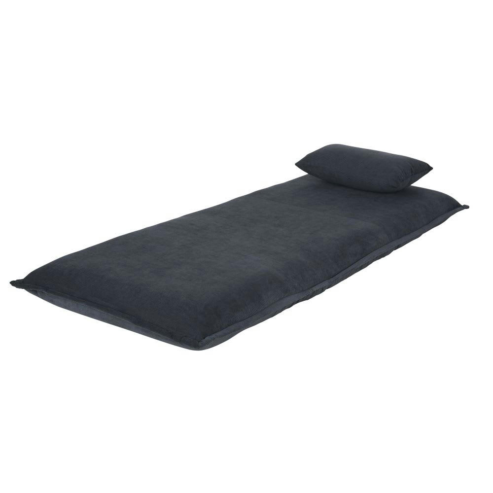 Hallen - Canapé clic-clac 1 place en velours côtelé gris anthracite