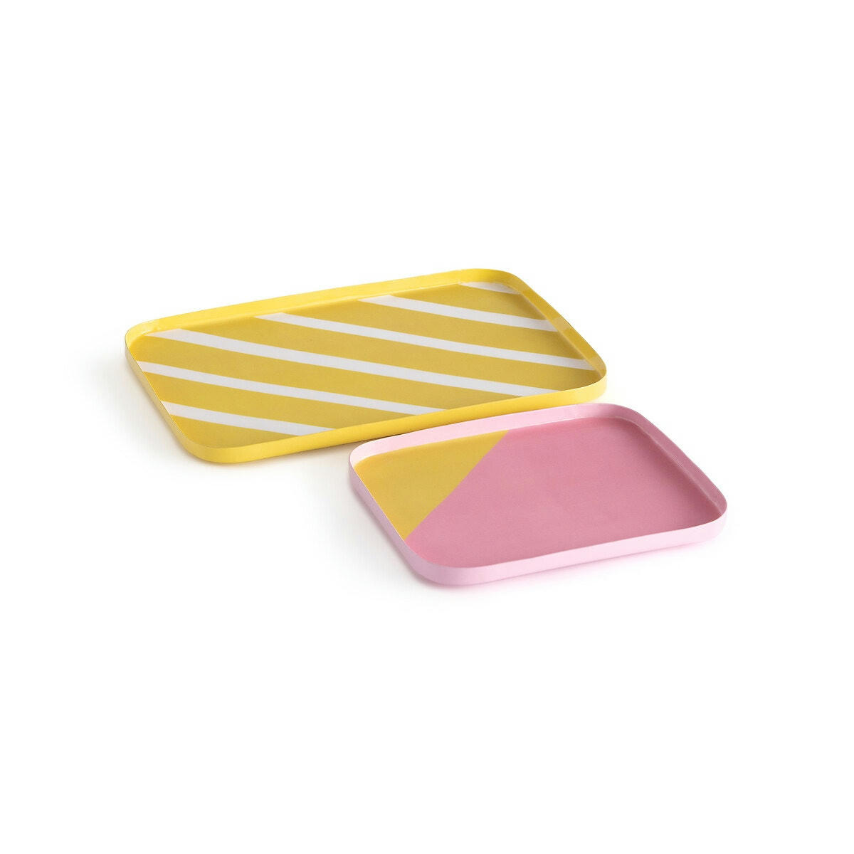 Lot de 2 plateaux métal acier motif graphique