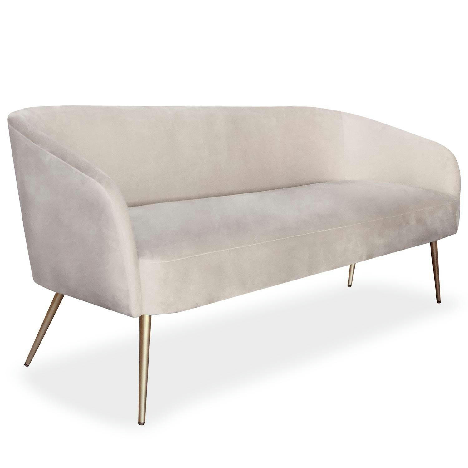 GOLDMAN - Canapé 3 places velours taupe pieds or