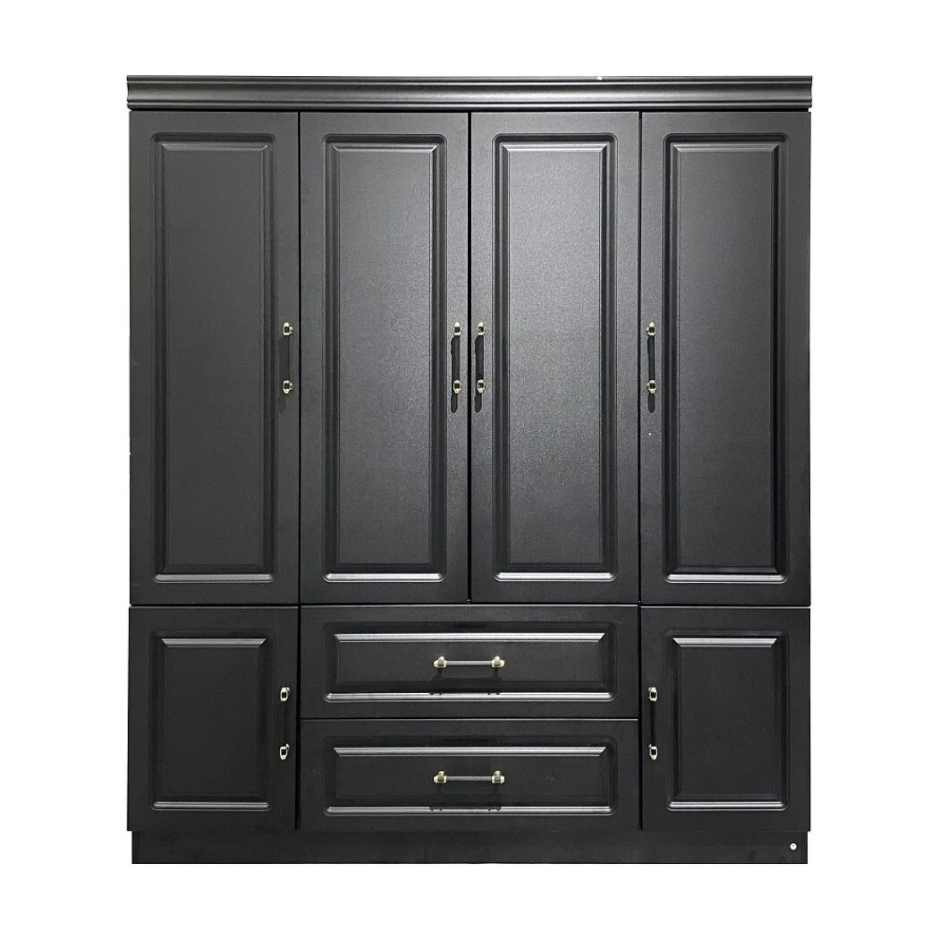 HomeRoots 71 Black Wood Six Door Two Drawer Combo Dresser