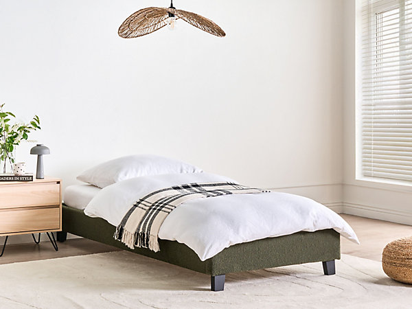 Lit sans tête de lit Bouclé ROANNE 90 x 200 cm Vert foncé