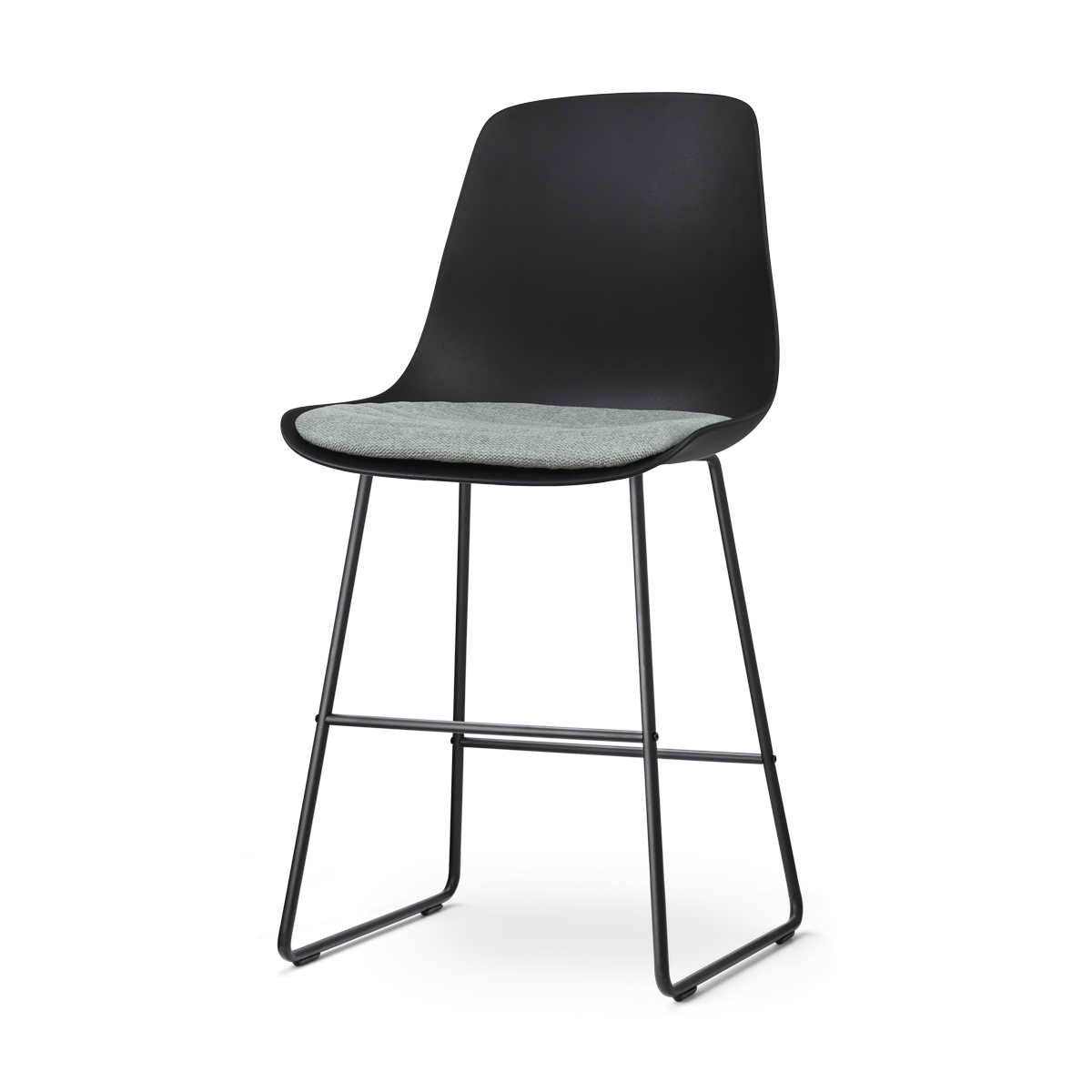 Nolon Nino-Liv Barkruk Zwart - Zacht Groen Kussen - Zwart Frame - 65cm