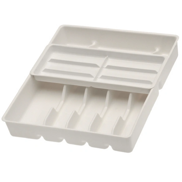 Besteckkasten, mit Schieber, 38x42,5x7,5 cm weiss Fächer
