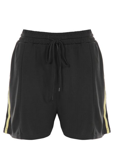 Womens Black Side Stripe Shorts