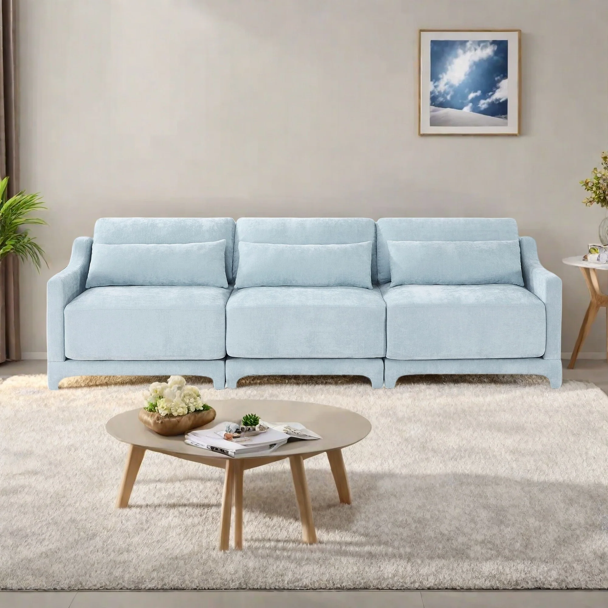 105.9 Chenille 4-Seater Sofa with ergonomic, wooden base,high - resilience sponge for Living Room