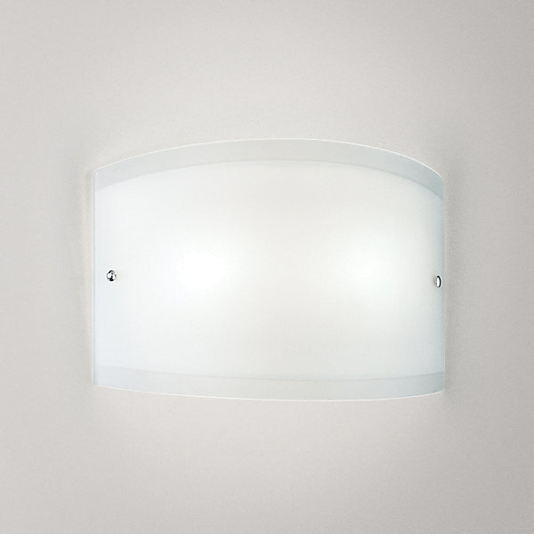 Applique Lecce verre satiné blanc 35x12cm, 1xE27 max 42W, structure métal chromé, IP20, style épuré, ampoule non incluse