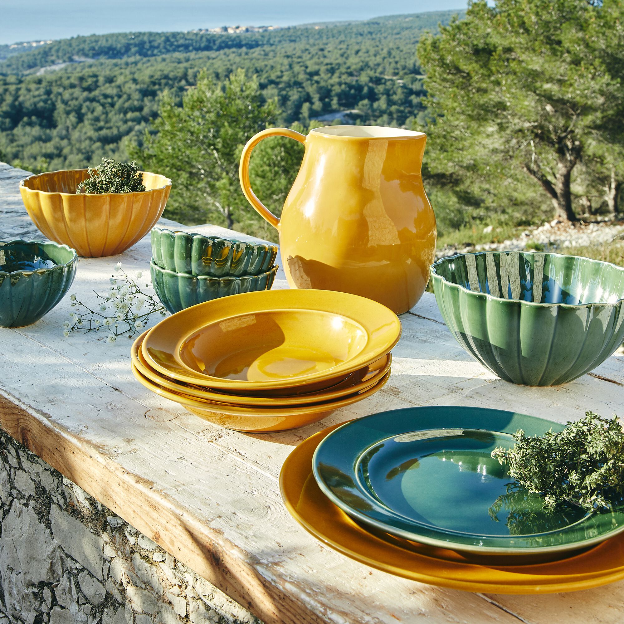 ANO - Assiette plate en grès D27,4cm - jaune