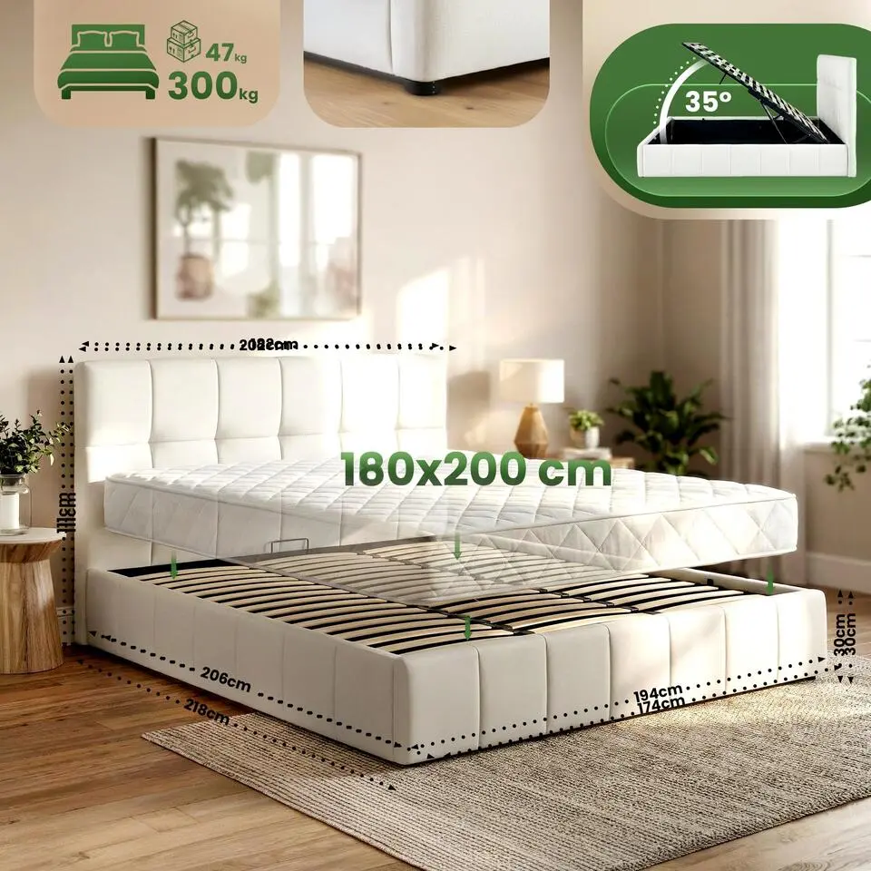 CLP Bed Ladia 111x202x218 cm - creme