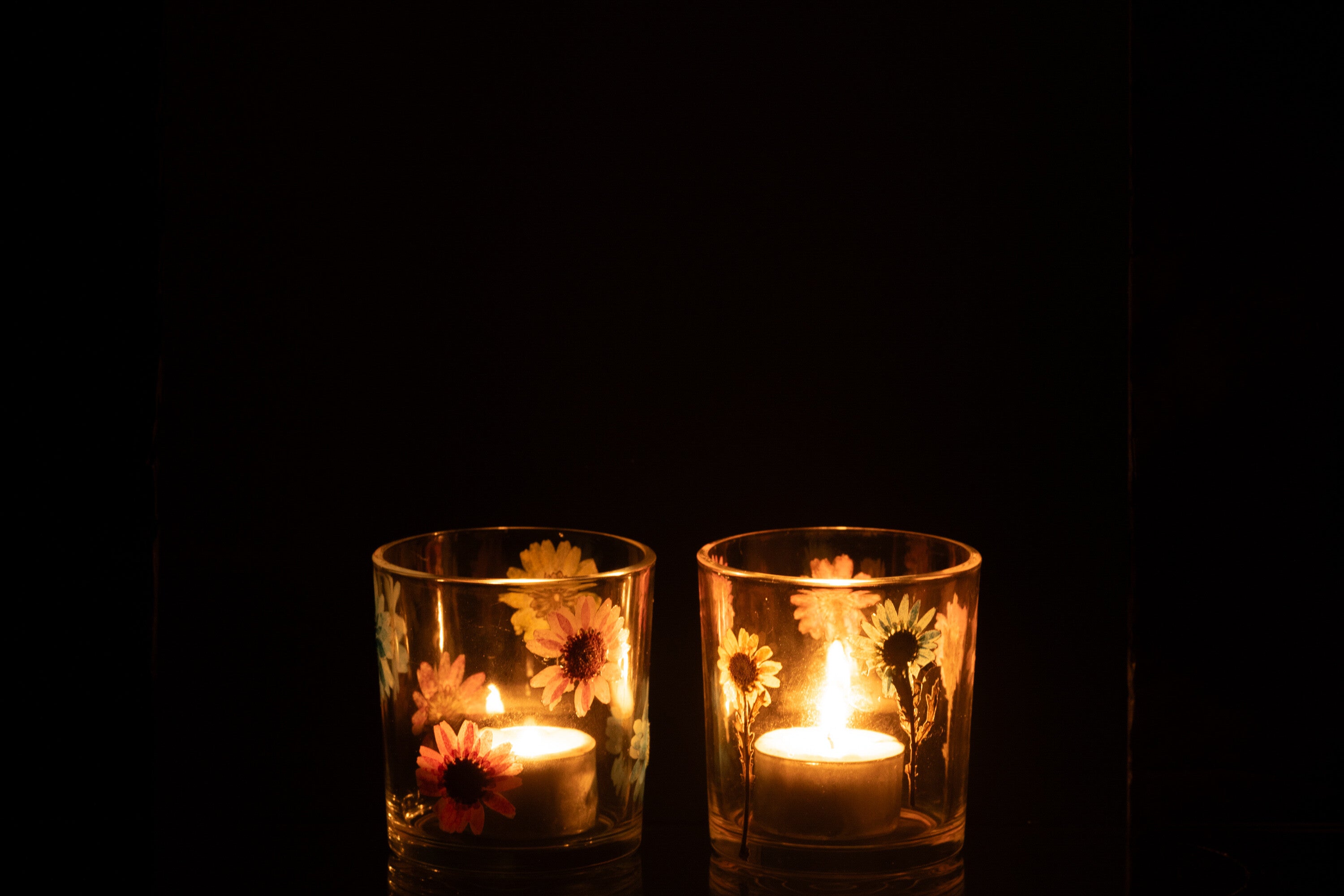 J-Line windlicht Posy - glas - transparant mix - small - 2 stuks