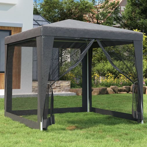 NNEVL Party Tent with 4 Mesh Sidewalls Anthracite 2.5x2.5 m HDPE