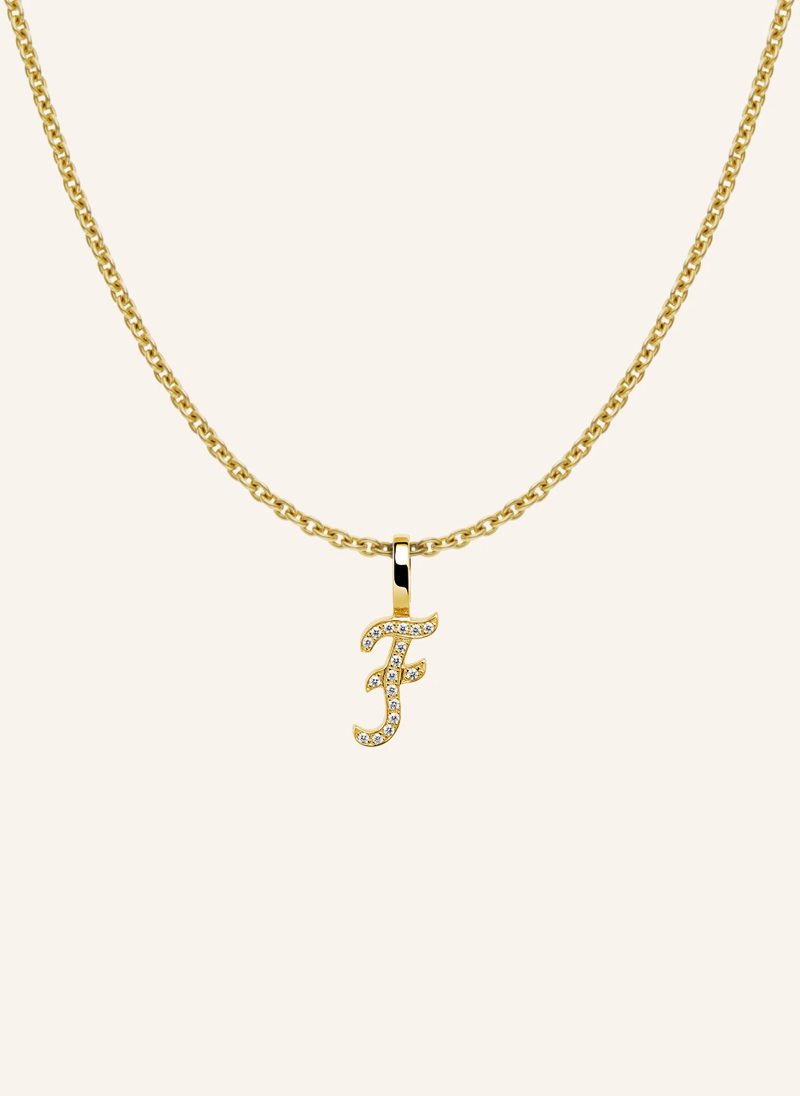 CADA Kette TINY DIAMOND LETTER F