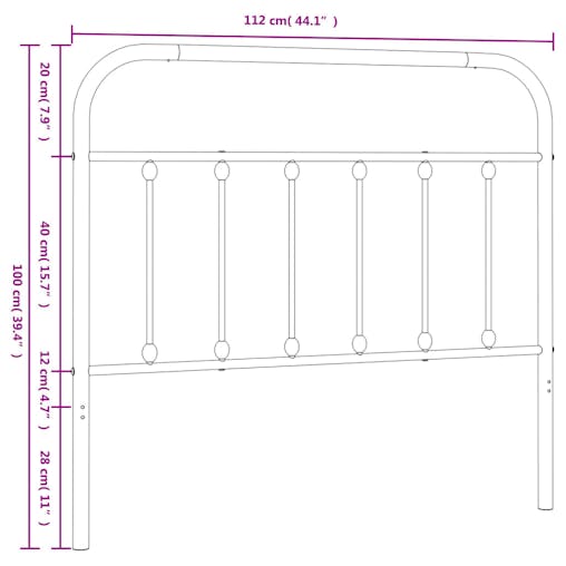 NNEVL Metal Headboard White 107 cm