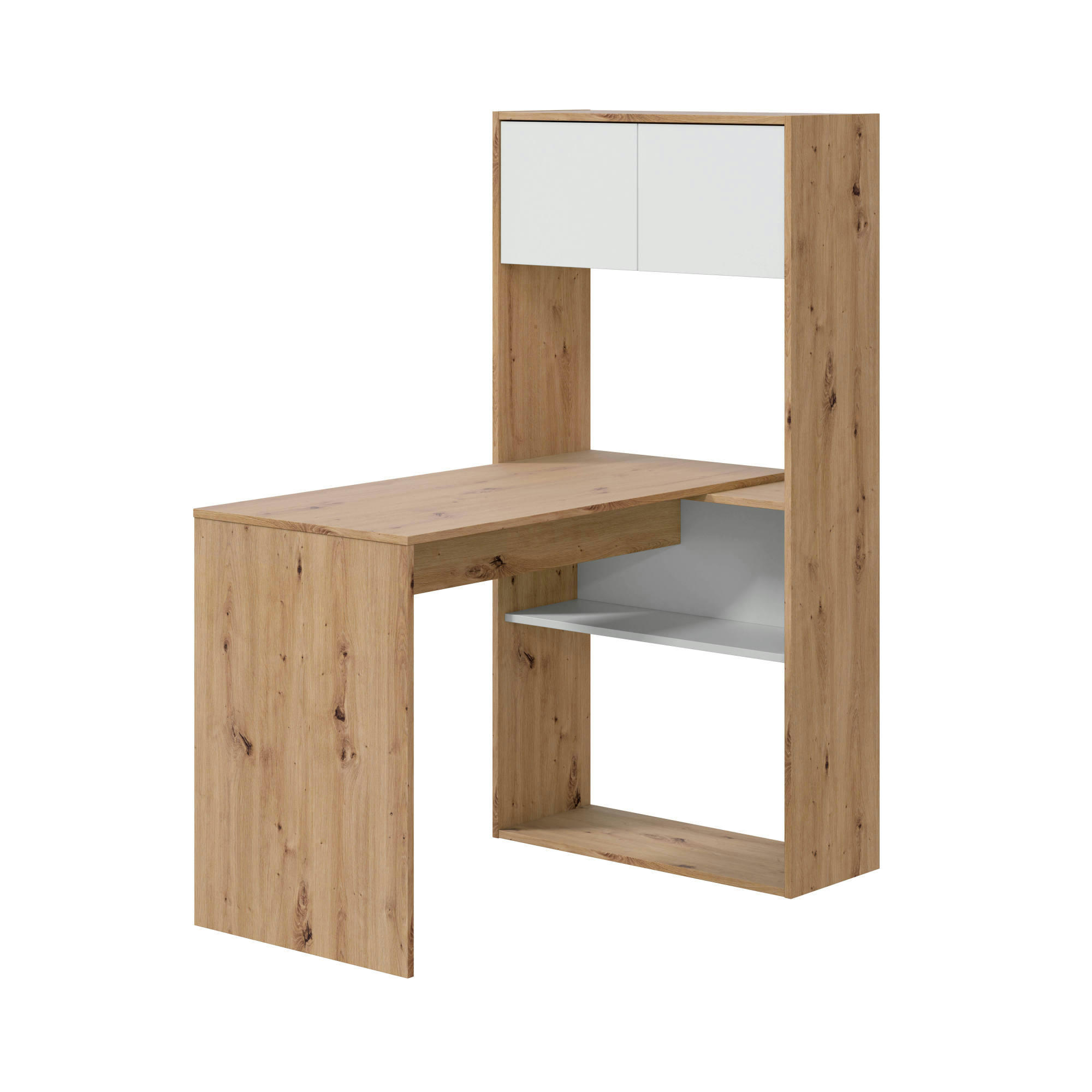 DMANGN - Bureau effet bois blanc et chêne noué