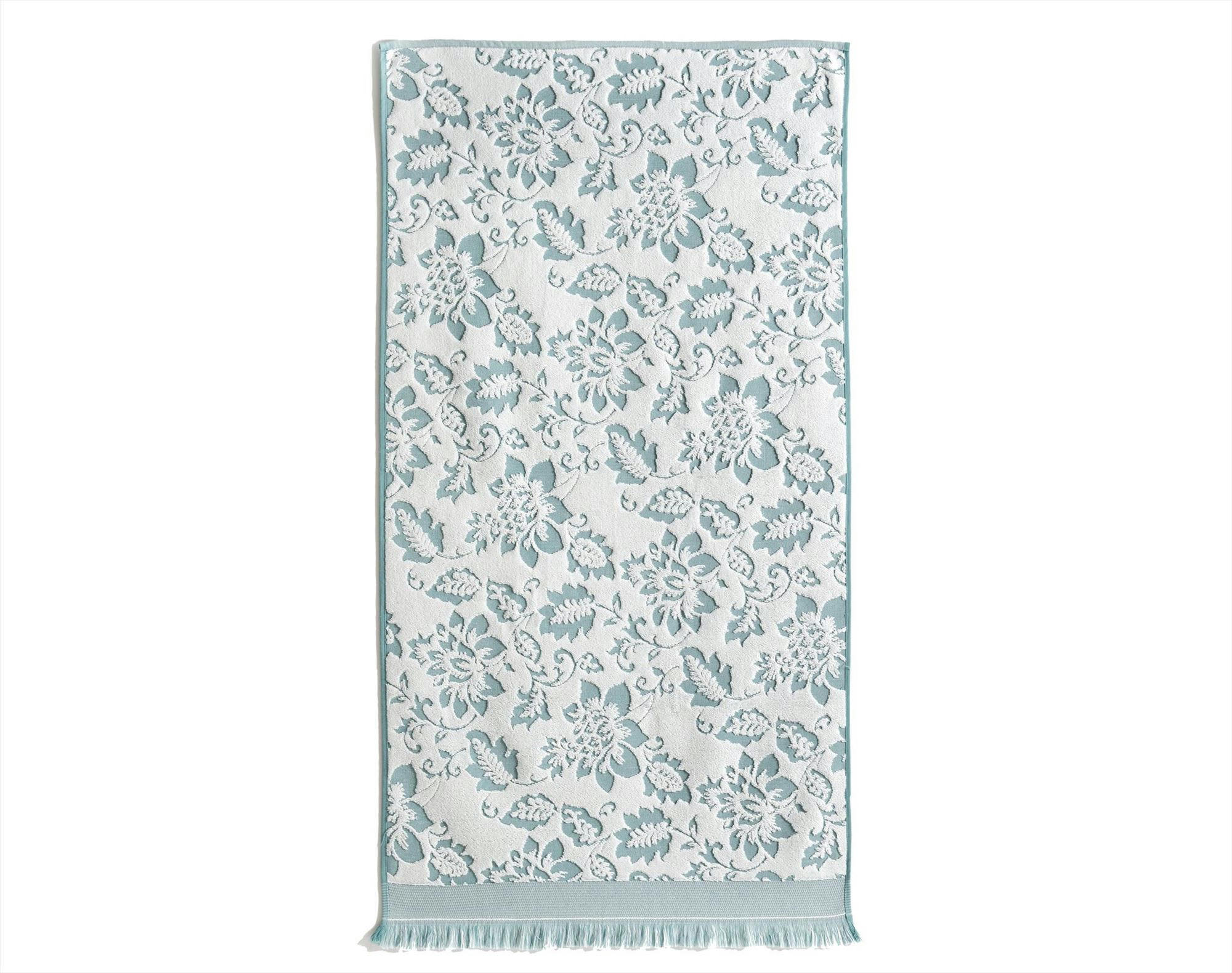 FLORAISON - Serviette de toilette 50x90 vert en coton 500 g/m²