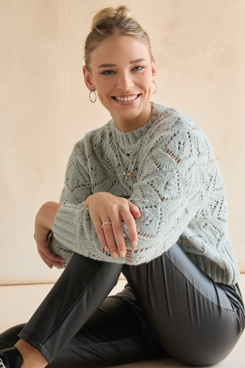 Maria Pointelle Crewneck Pullover