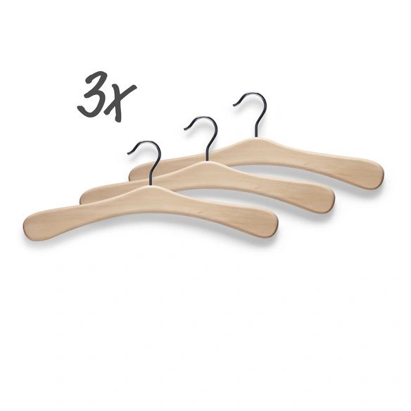 Kleiderbügel, 3x Garderobenbügel, Bambus, natur