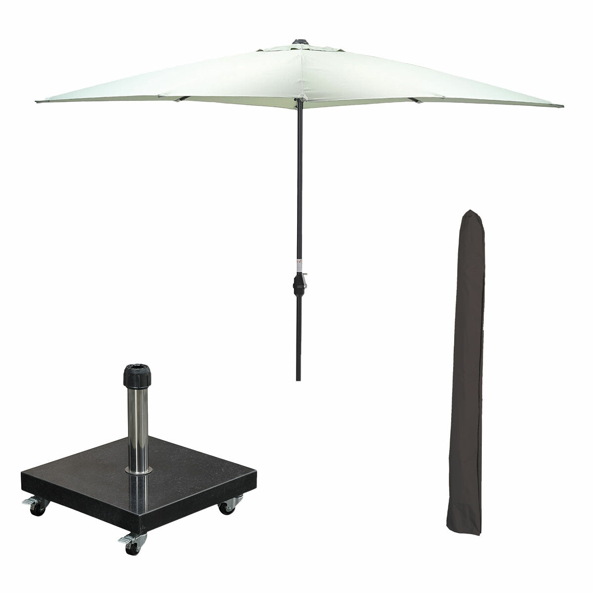 Garden Impressions stokparasol Lotus olijf 250x250 cm met 40kg Eureka voet en hoes