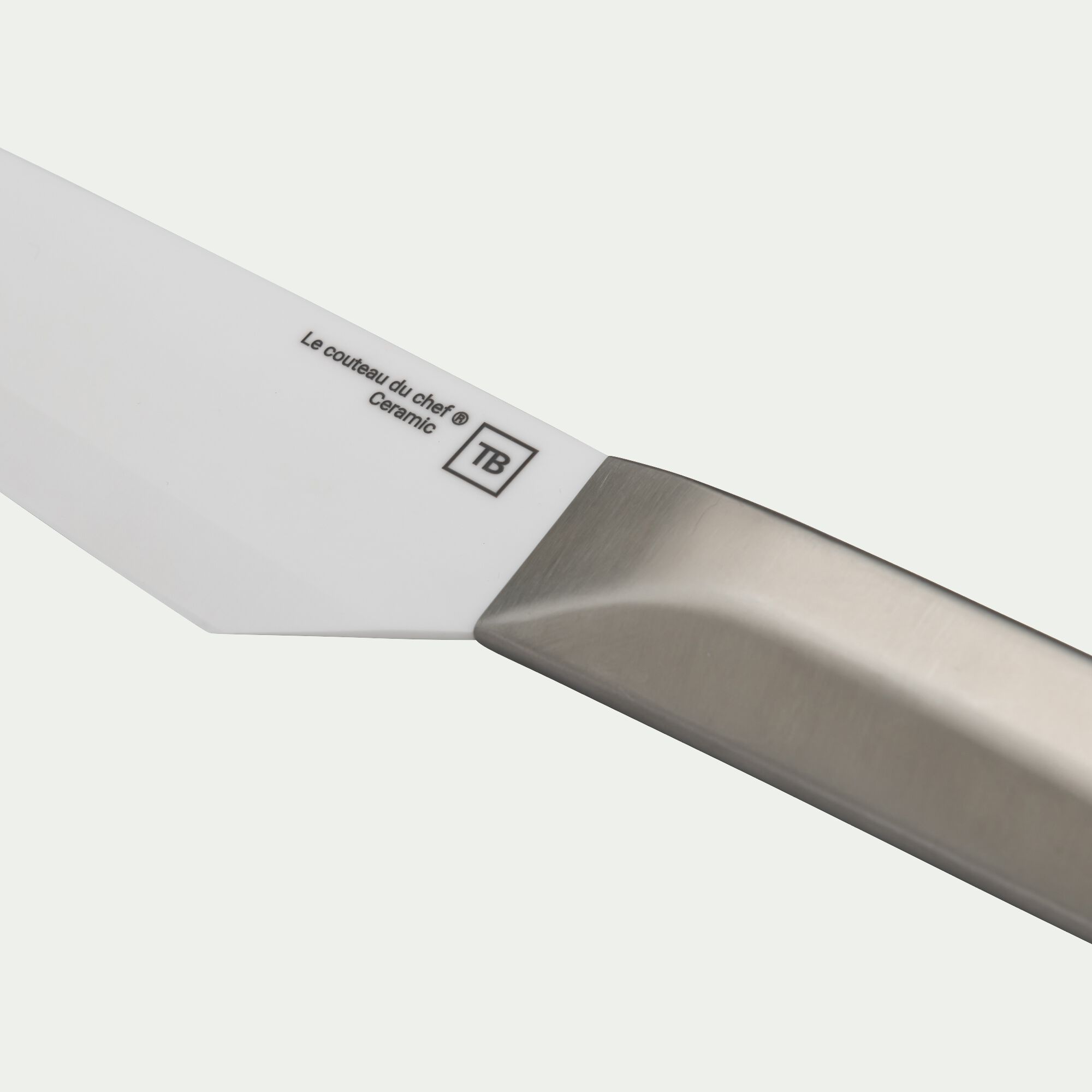 METALIS - Couteau chef en céramique et manche en inox - gris métallisé