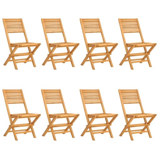 NNEVL Folding Garden Chairs 8 pcs 47x62x90 cm Solid Wood Teak