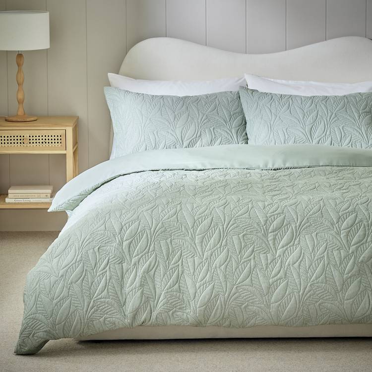 Habitat Leaf Pinsonic Green Bedding Set - Single