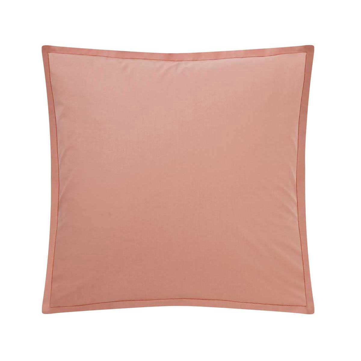 TOUT DOUX - Taie d'oreiller en coton rose solaire 65x65 Made in France