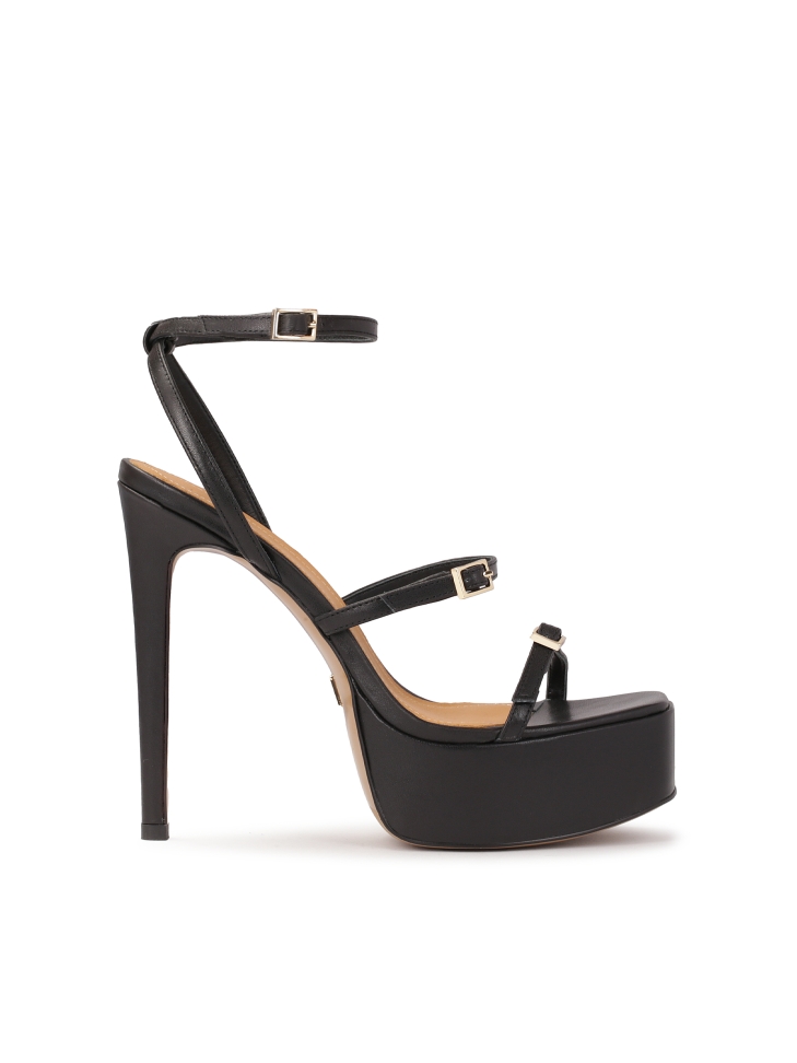 Black heeled and platform sandals