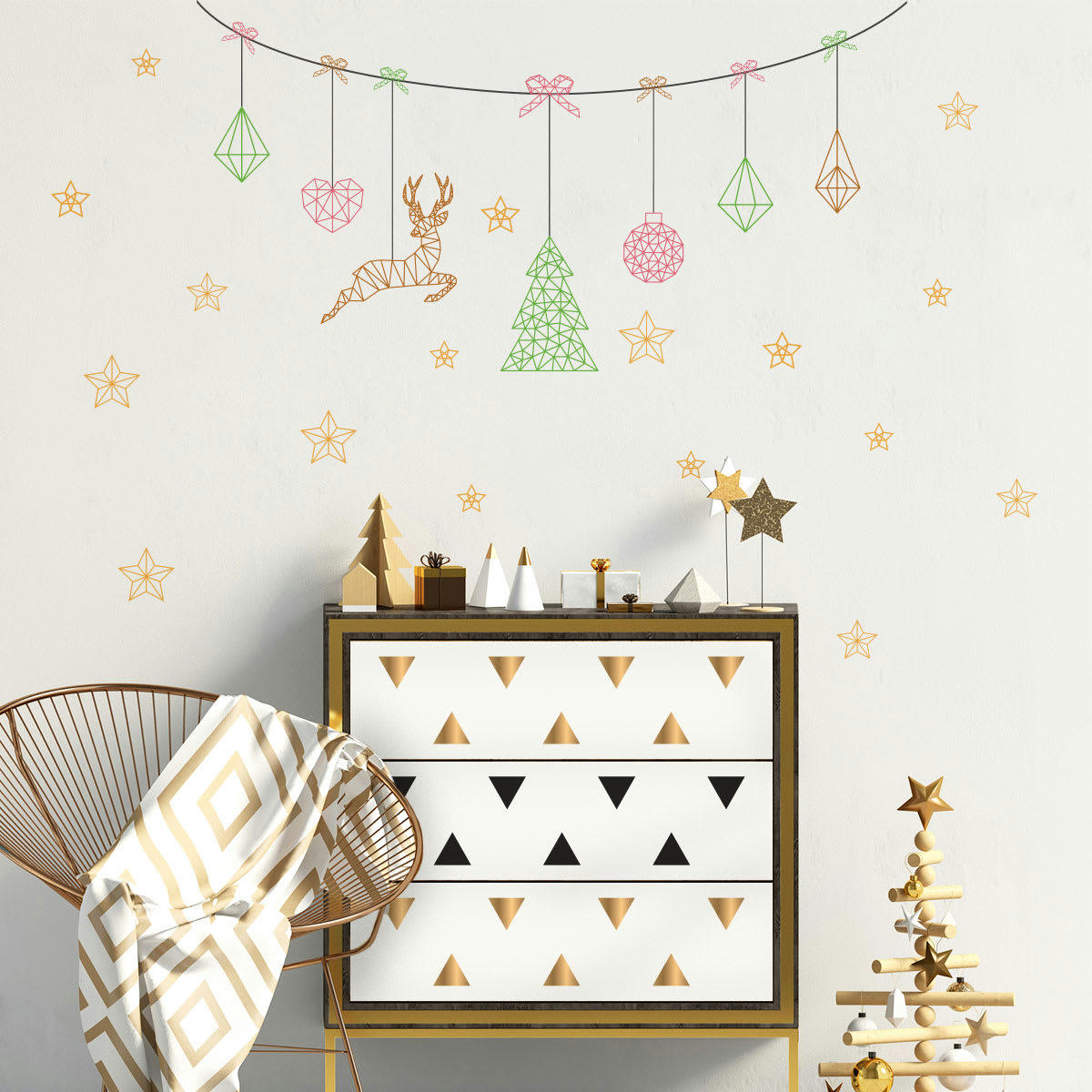 - Sticker Noël guirlande de noël origami 90 x 170 cm